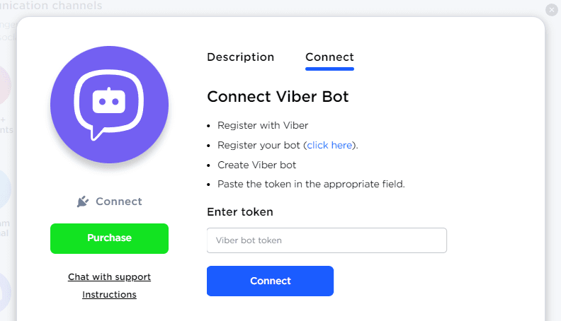 Viber Bot connection window