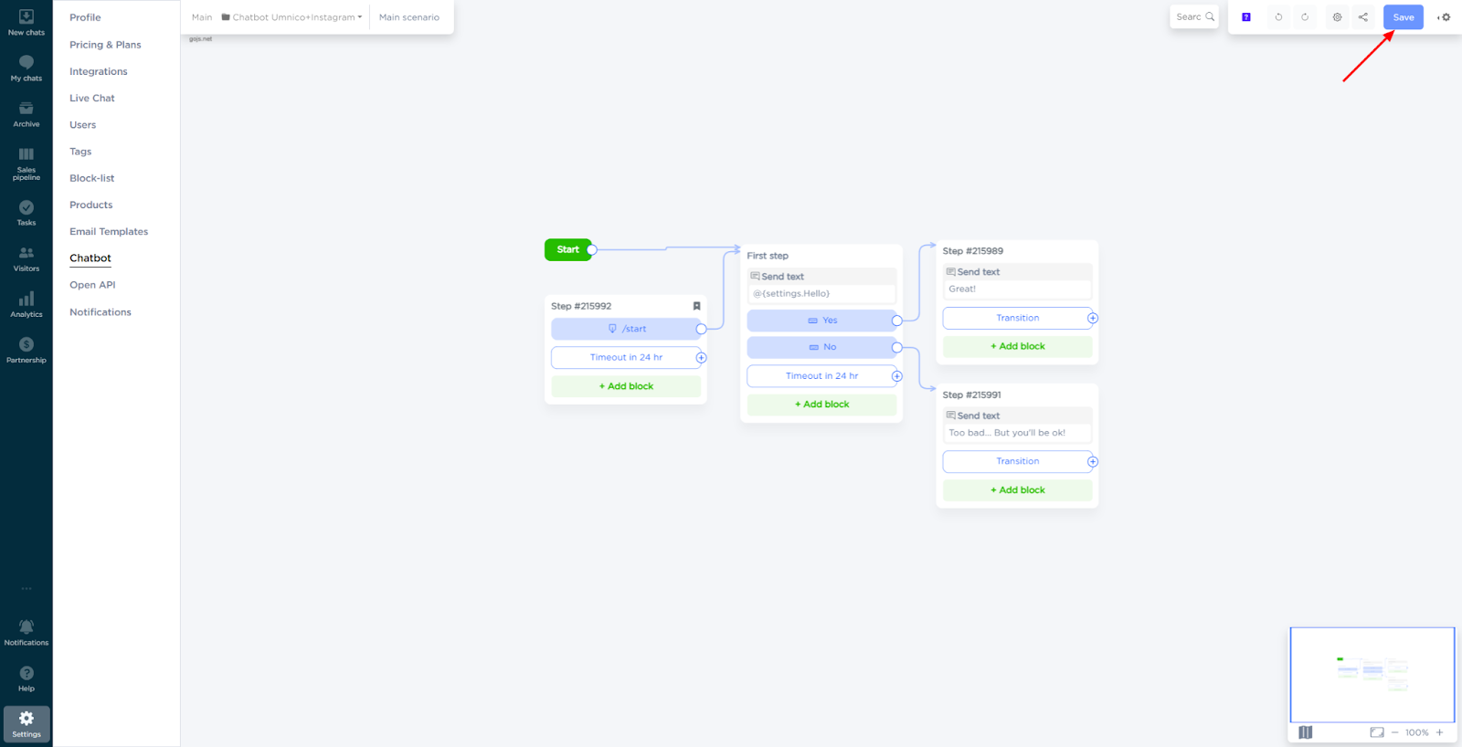 Chatbot-Skript speichern