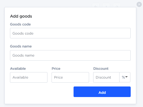 Modal adding product