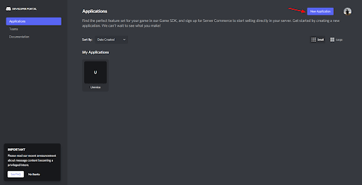 Discord new application