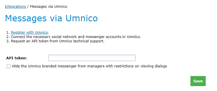 Messages via Umnico