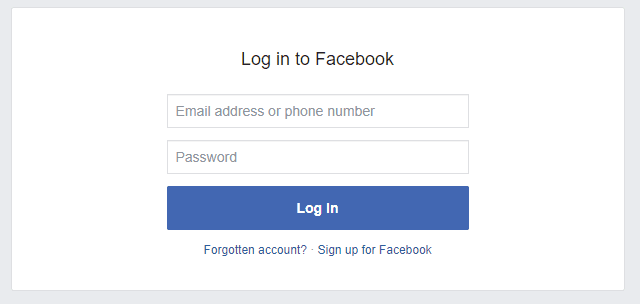 Log in to Facebook account