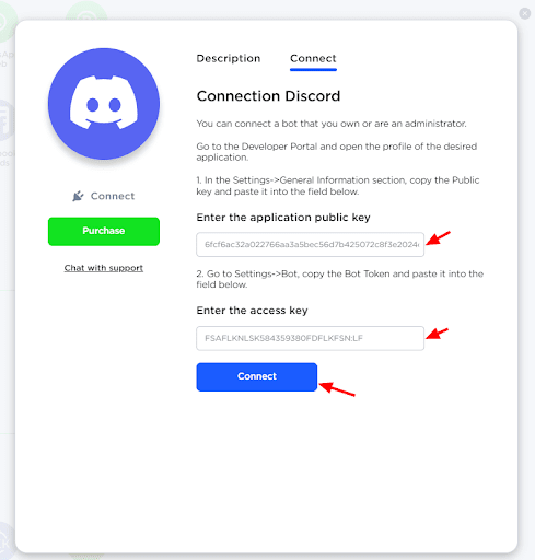 Discord enter key and token