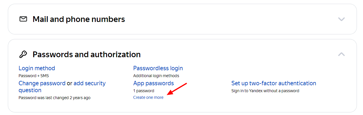 App passwords section