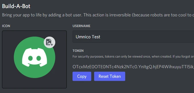 Bot token in Discord