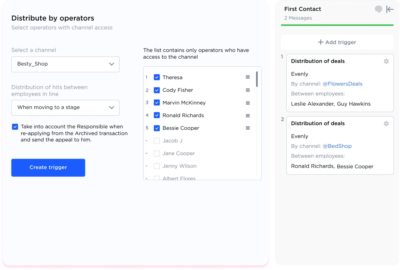 Automatic inquiries distribution among employees in Umnico