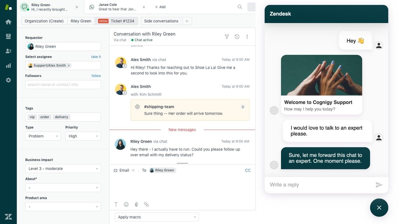 Zendesk Chat interface