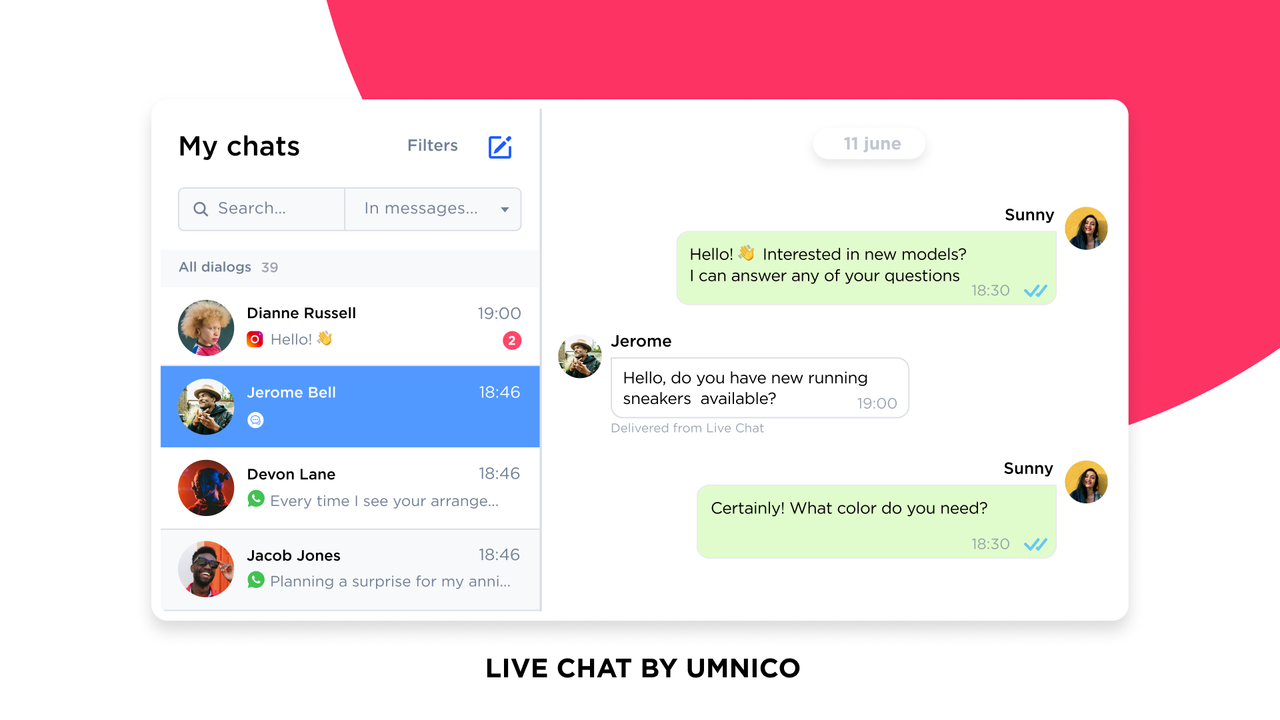 Chat marketing in live chat widget