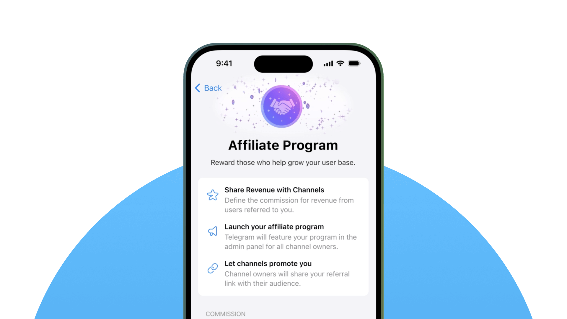 Affiliate program in Telegram Mini App