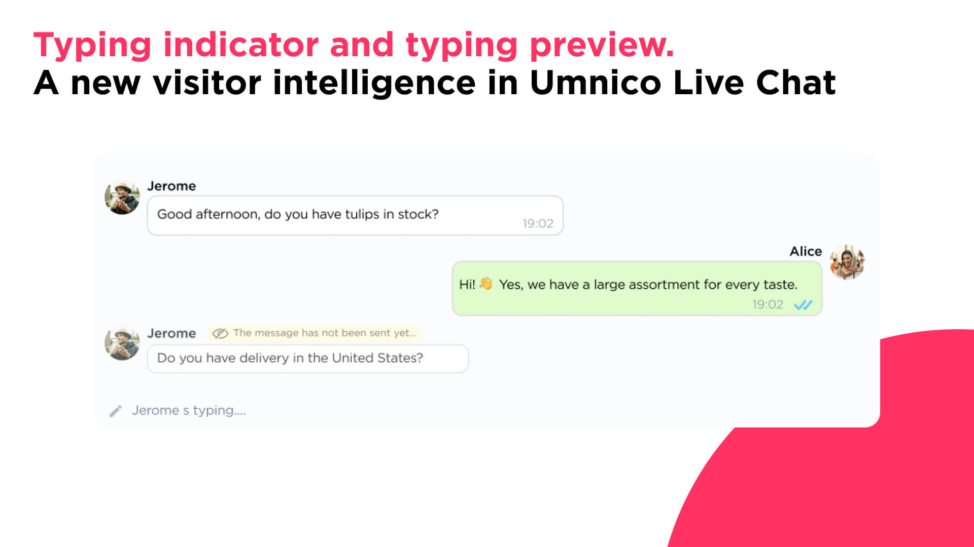 Typing indicator and typing preview. A new visitor intelligence in Umnico Live Chat