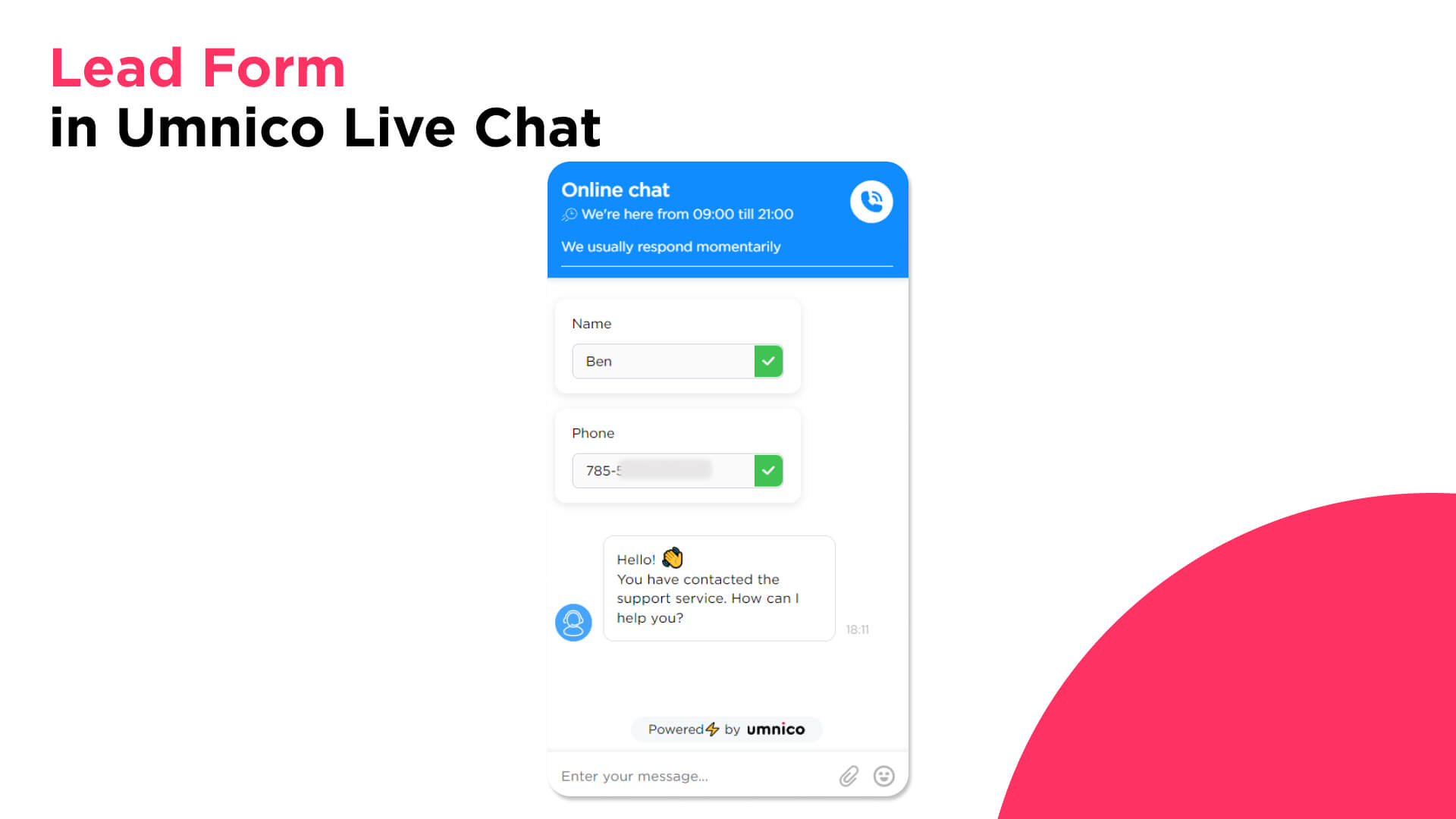 Lead Form in Umnico Live Chat